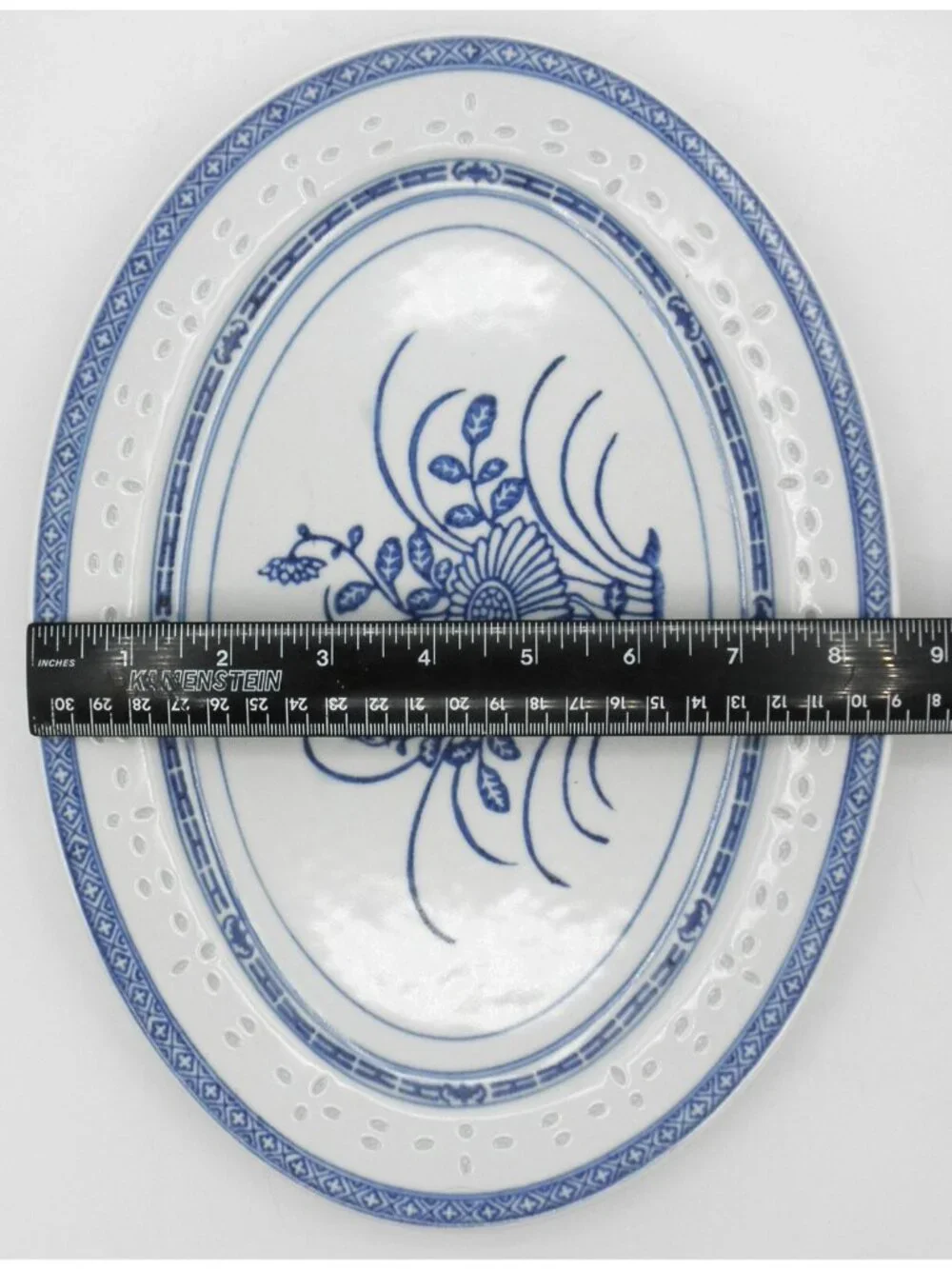 Jingdezhen China Rice Eye Grain Chrysanthemum Serving Platter and Serving Bowl